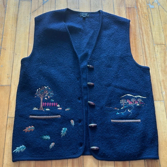 COPY - Wool vintage navy  blue vest - Picture 1 of 6